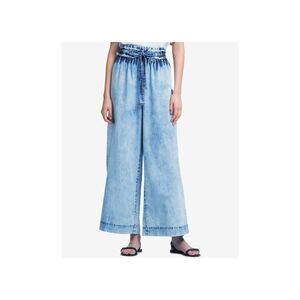 DKNY Cotton Wide Leg Acid Wash Jeans